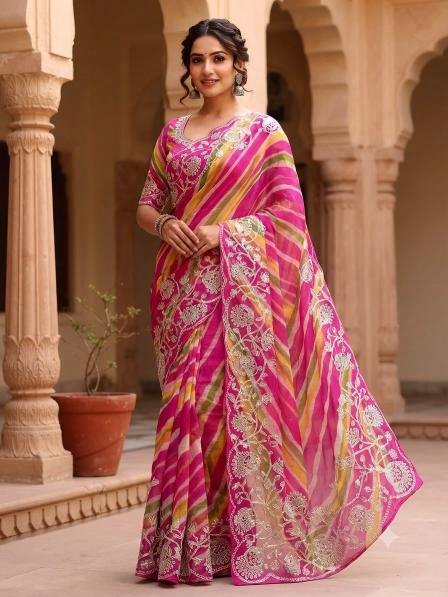 Vinayak multicoloured lehriya surat new saree collection
